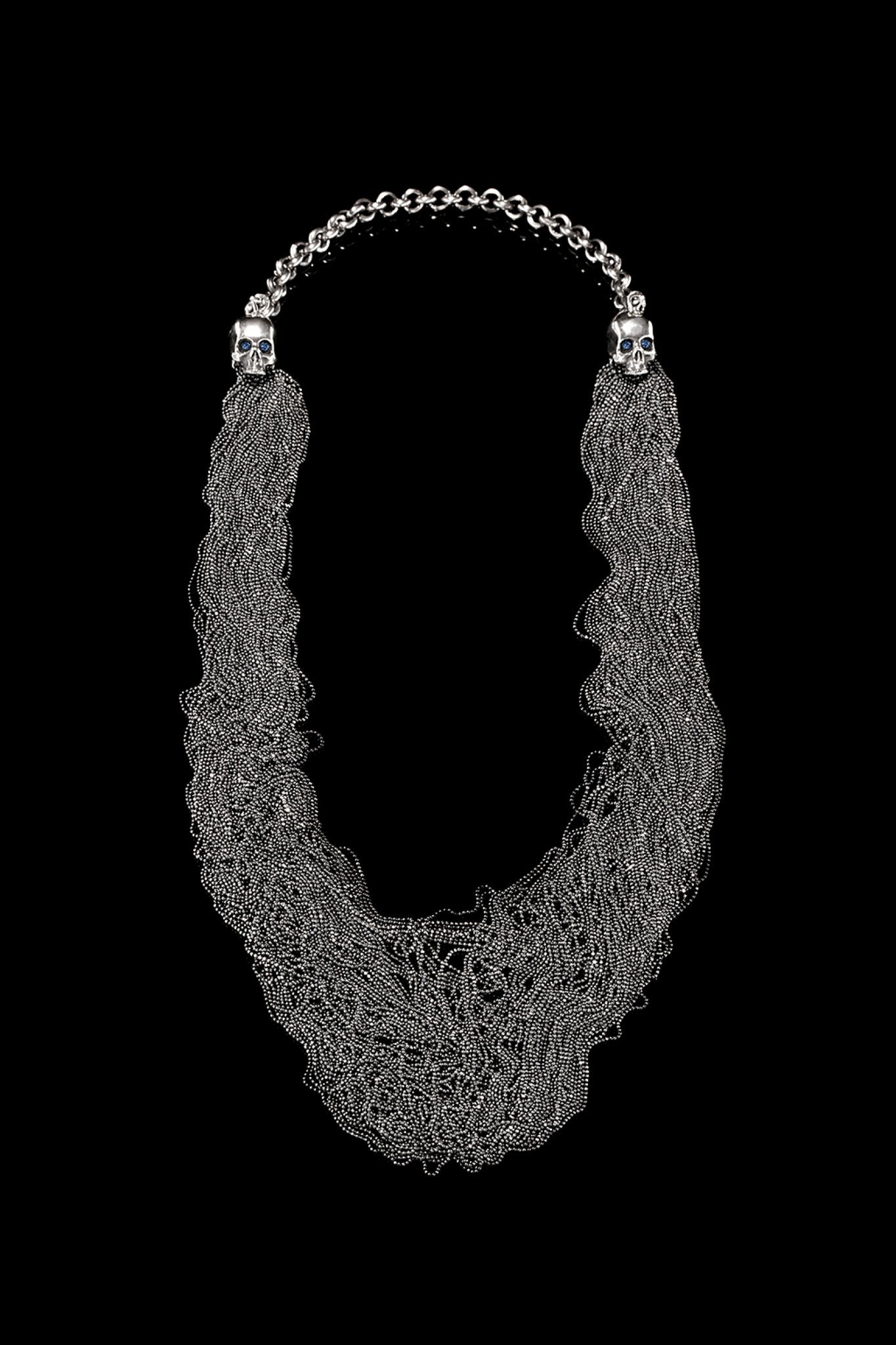 Double Skull Chains Necklace