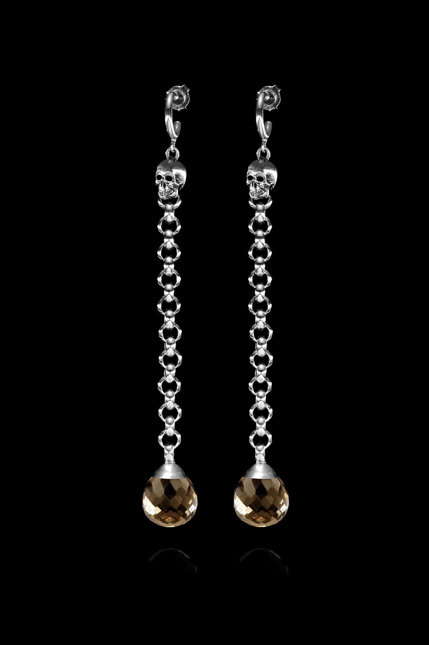 Ugo Cacciatori, Silver, Jewelry, Sterling Silver, Earrings, Smoky Quartz, Smoky Quartz and Black Diamonds, Smoky Quartz and Brown Diamonds, Smoky Quartz and Emeralds, Smoky Quartz and Rubies, Smoky Quartz and Sapphires