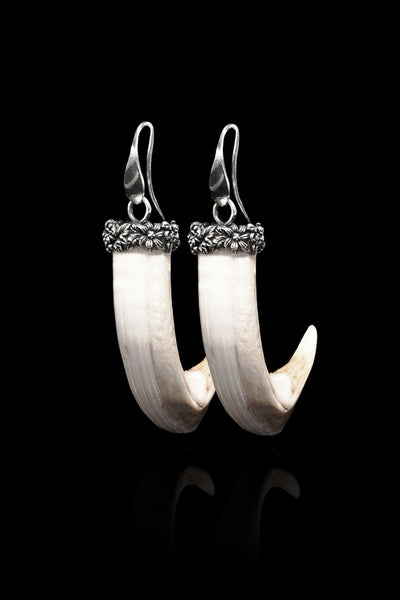 Ugo Cacciatori, Silver, Jewelry, Sterling Silver, Earrings, Wild Boar Tusk